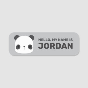 Cute Little Panda Bear with Personalised Name Name Tag