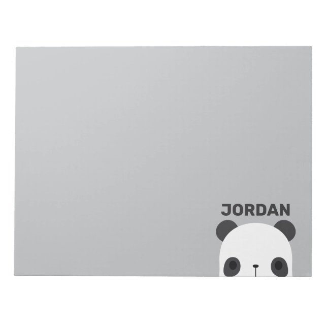 Cute Little Panda Bear with Personalised Name Notepad (Front)
