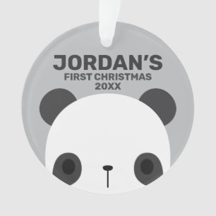 Cute Little Panda Bear with Personalised Name Ornament