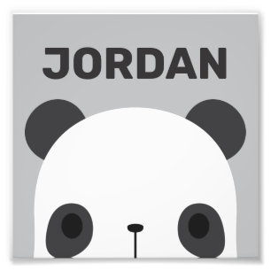 Cute Little Panda Bear with Personalised Name Phot Photo Print