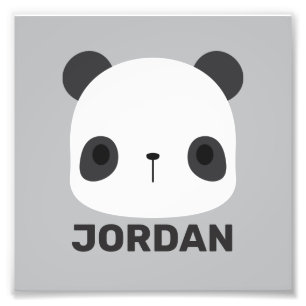 Cute Little Panda Bear with Personalised Name Photo Print