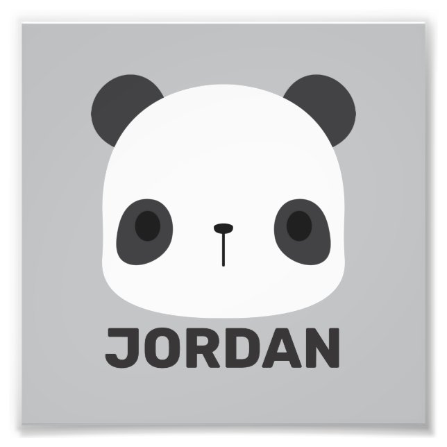 Cute Little Panda Bear with Personalised Name Photo Print (Front)