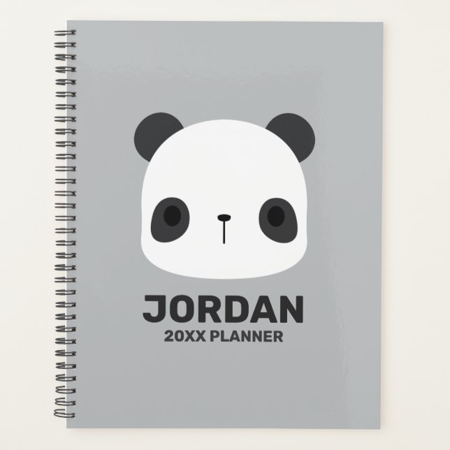 Cute Little Panda Bear with Personalised Name Planner (Front)