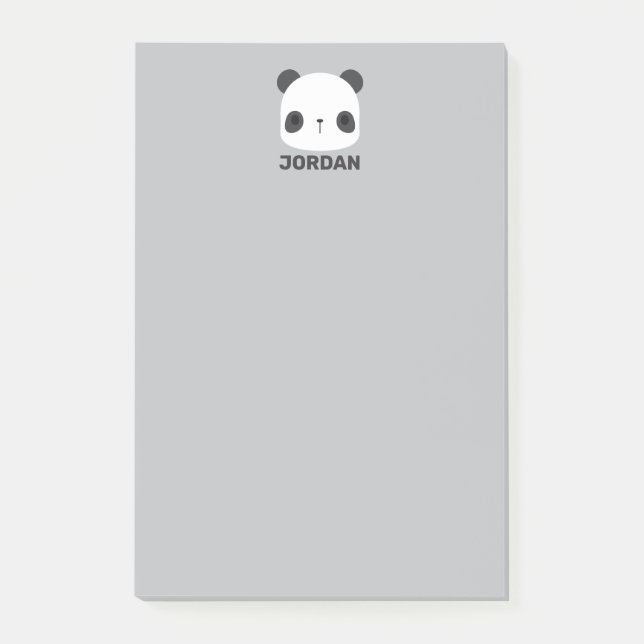 Cute Little Panda Bear with Personalised Name Post-it Notes (Front)