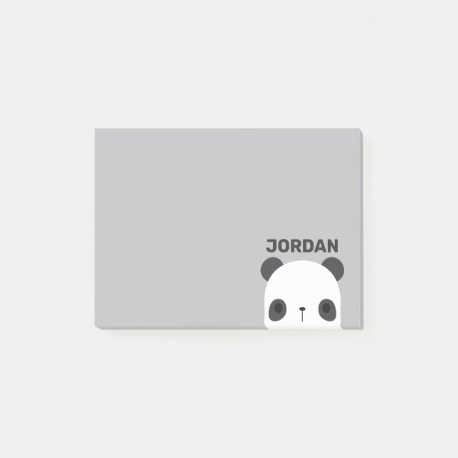 Cute Little Panda Bear with Personalised Name Post-it Notes (Front)