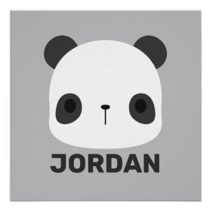 Cute Little Panda Bear with Personalised Name Poster