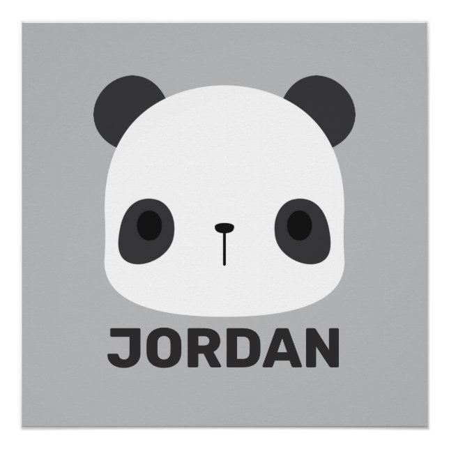 Cute Little Panda Bear with Personalised Name Poster (Front)
