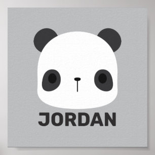Cute Little Panda Bear with Personalised Name Poster