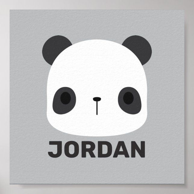 Cute Little Panda Bear with Personalised Name Poster (Front)
