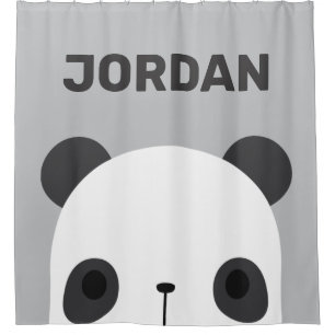 Cute Little Panda Bear with Personalised Name Shower Curtain