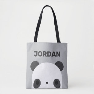 Cute Little Panda Bear with Personalised Name Tote Bag
