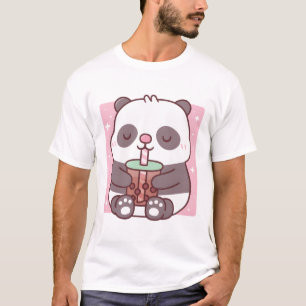 Cute Little Panda Drinking Bubble Tea T-Shirt