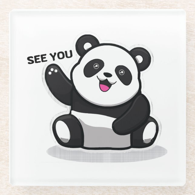 cute little panda glass coaster (Front)