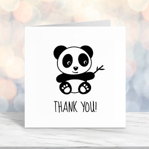 Cute Little Panda Holding a Bamboo Stick Thank You Self-inking Stamp