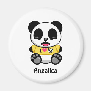 Cute Little Panda on White Magnet