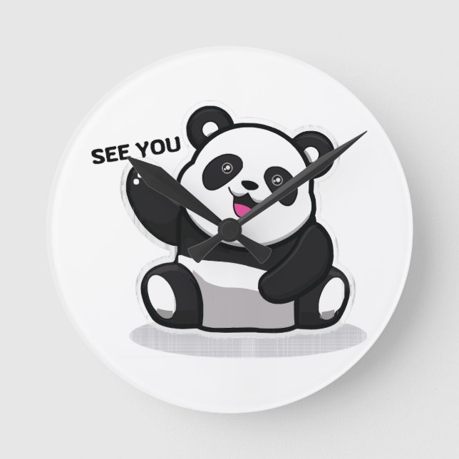 cute little panda round clock (Front)