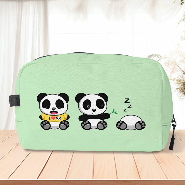 Cute Little Pandas on Green Dopp Kit (Creator Uploaded)