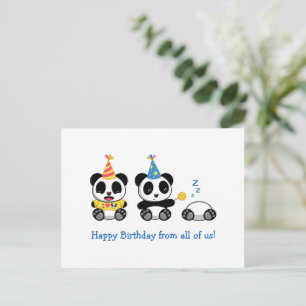 Cute Little Pandas on White Birthday from All Postcard