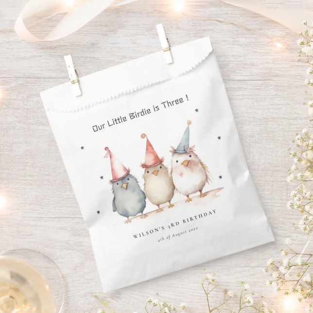Cute Little Party Birds Any Age Kids Birthday Favour Bag (Clipped)
