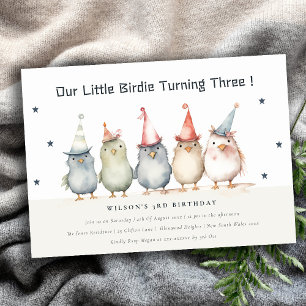 Cute Little Party Birds Any Age Kids Birthday Invitation