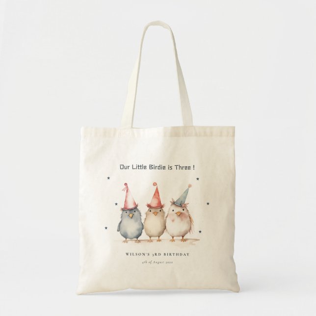 Cute Little Party Birds Any Age Kids Birthday Tote Bag (Front)