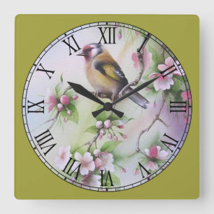 Cute Little Pastel Yellow Bird Square Wall Clock