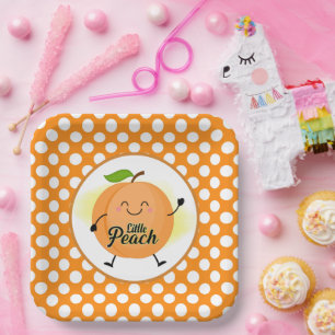 cute little peach baby shower  paper plate
