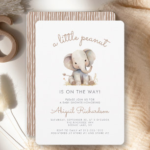 Cute Little Peanut Elephant Baby Shower Invitation