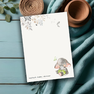 Cute Little Peanut Elephant Foliage Baby Shower Card