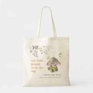 Cute Little Peanut Elephant Foliage Baby Shower Tote Bag
