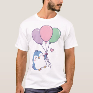 Cute Little Penguin and Balloons Doodle T-Shirt