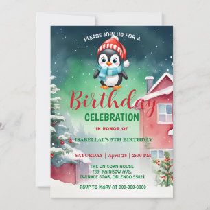 Cute Little Penguin Christmas Holiday birthday boy Save The Date