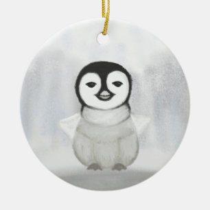 cute little penguin hand drawing ceramic ornament
