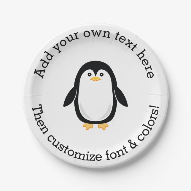 Cute Little Penguin Paper Plate (Front)