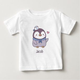 Cute Little Penguin Sailor Crew Doodle Baby T-Shirt