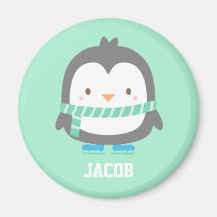 Cute Little Penguin with Winter Scarf Personalised Magnet