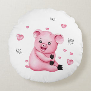 Cute little pig round cushion