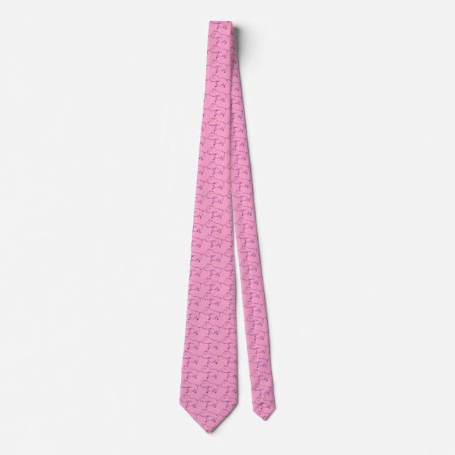 Cute little Piggy - cartoon piglet drawing Tie (Front)