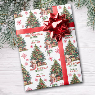 Cute Little Piggy Christmas Tree Kids Wrapping Paper