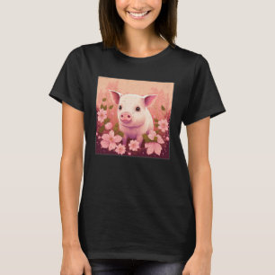 Cute Little Piggy Illustration Unique Women Kids T-Shirt