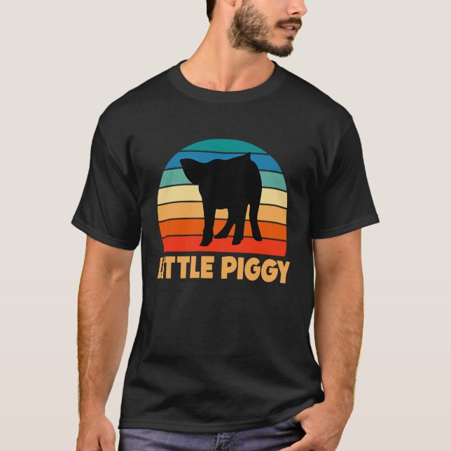 Cute Little Piggy Sunset Piglet Silhouette T-Shirt (Front)