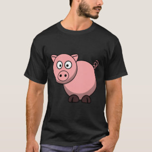 Cute Little Piggy T-Shirt Happy Pig Cartoon Printe