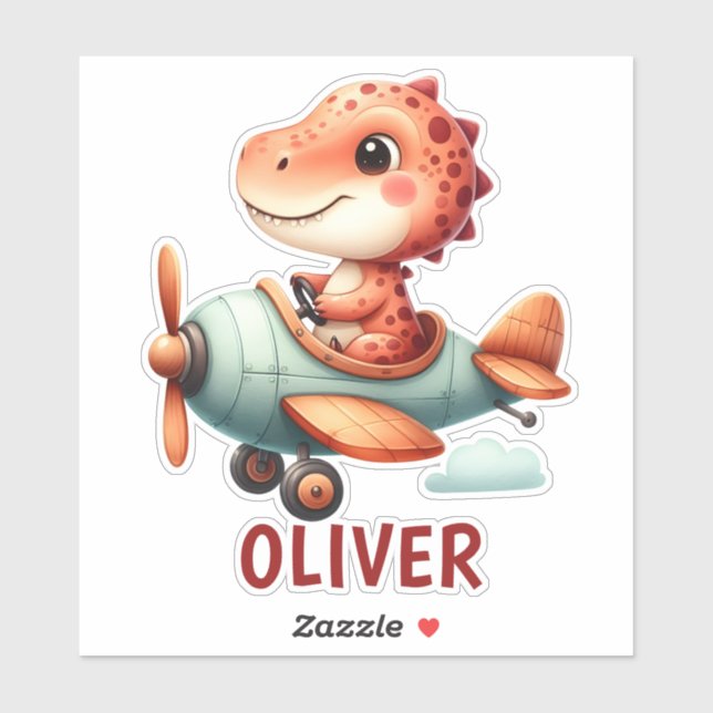 Cute Little Pilot Dinosaur Flying Aeroplane (Sheet)