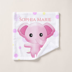 Cute Little Pink Baby Girl Elephant Bath Towel Set