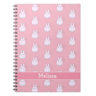 Cute Little Pink Bunnies Aqua Kids Notebook