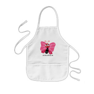 Cute Little Pink Butterfly Personalised Kids Apron