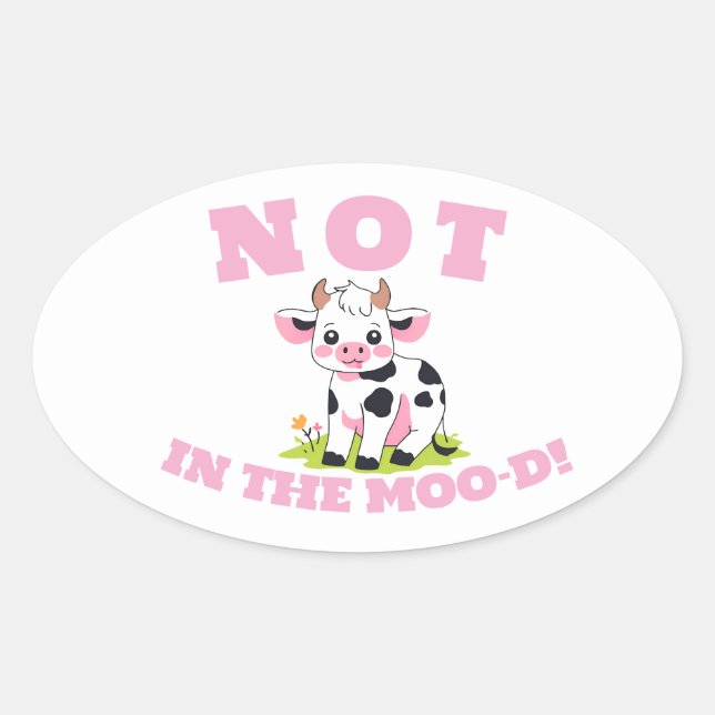 Cute Little Pink Cow Oval Sticker (Front)