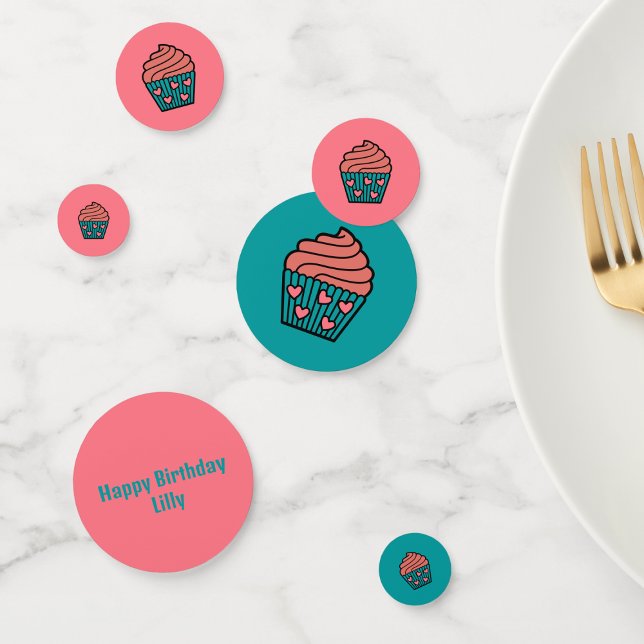 Cute Little Pink Cupcake Theme Girl Birthday Party Confetti (Creator Uploaded)