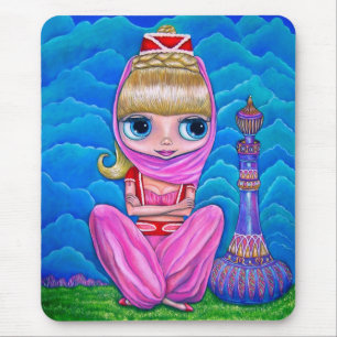 Cute Little Pink Genie Girl Mouse Pad