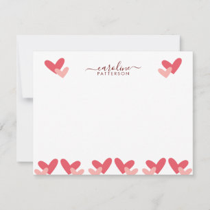 Cute Little Pink Heart Kids Name Card